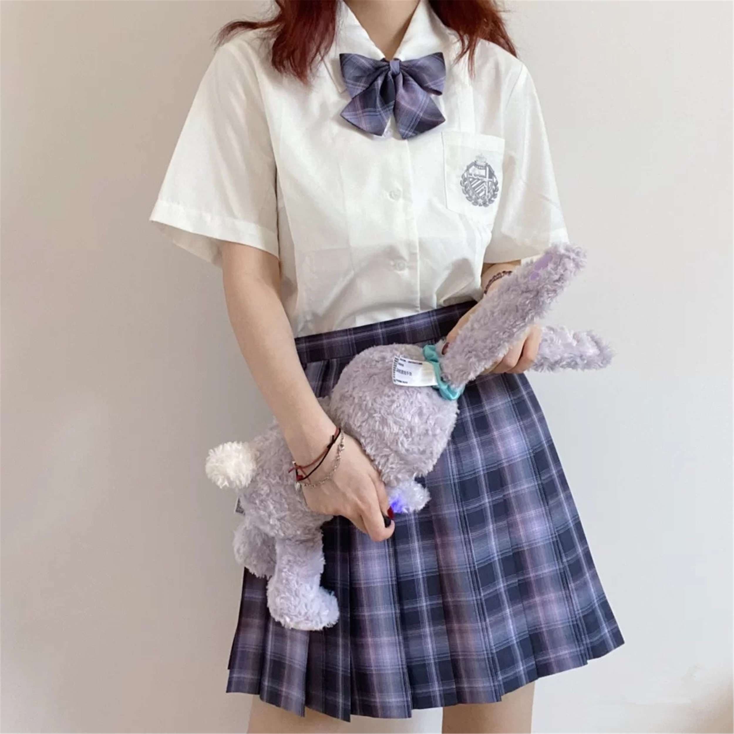 セーラー服 半袖 白シャツ チェック柄 スカート 学生服