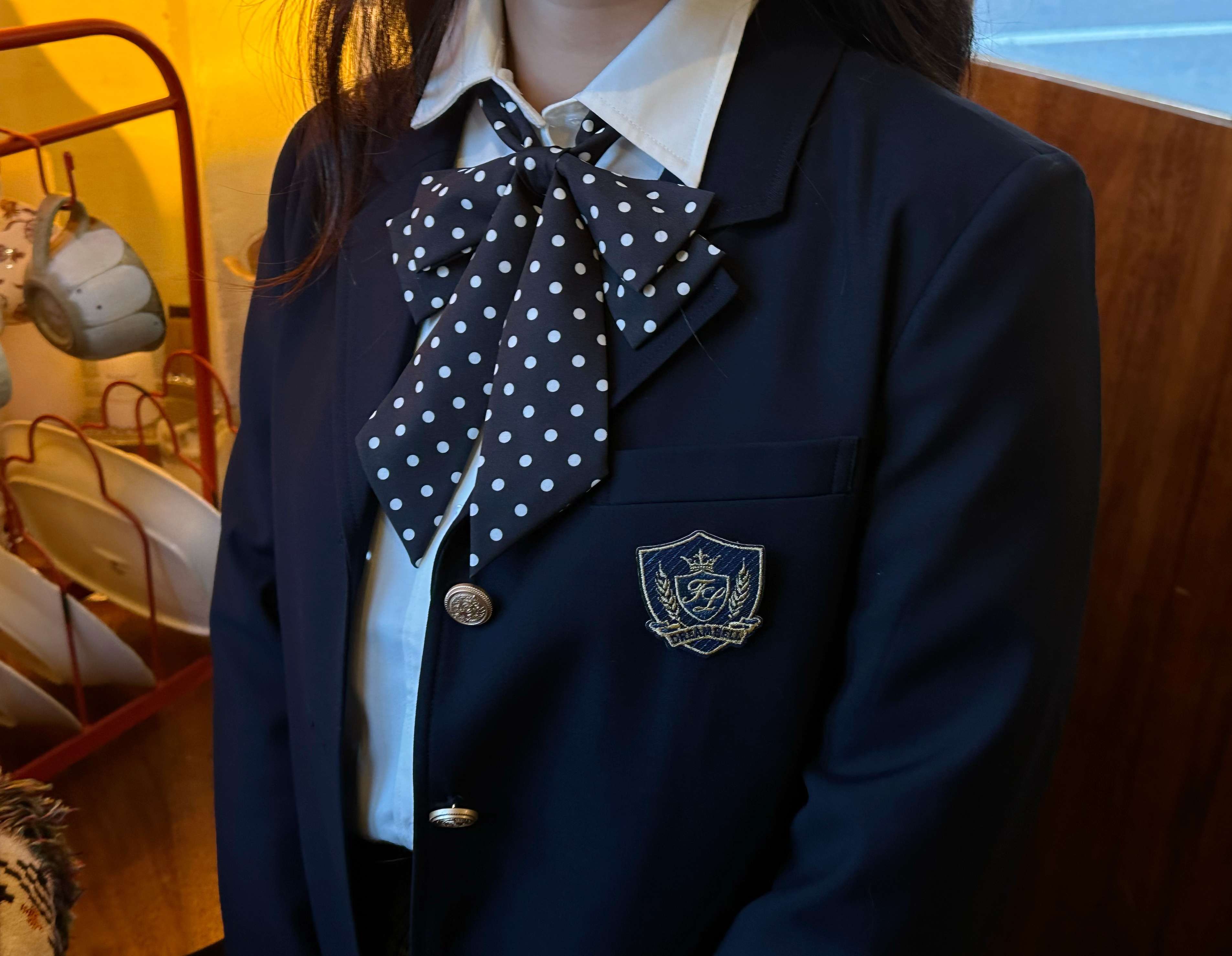 セーラー服 制服風ポルカドットリボンワンピース
