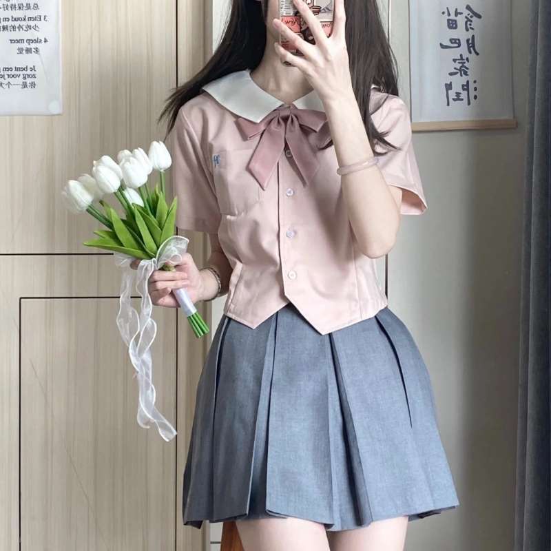 セーラー服 桜色セーラーブラウス&プリーツスカートセット