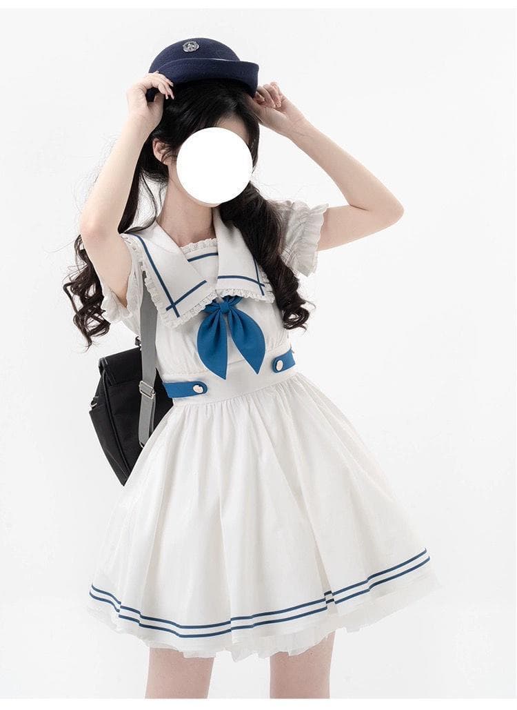 セーラー服 レース縁取り大きめ襟のセーラーブラウス
