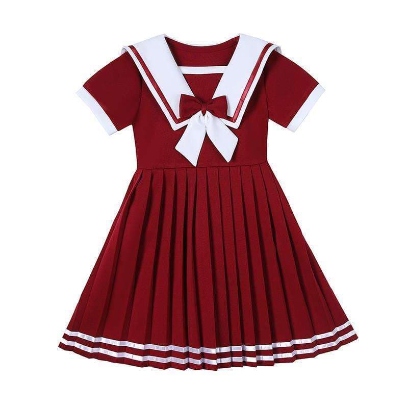 セーラー服 少女の夏向けセーラー風 プリーツワンピース