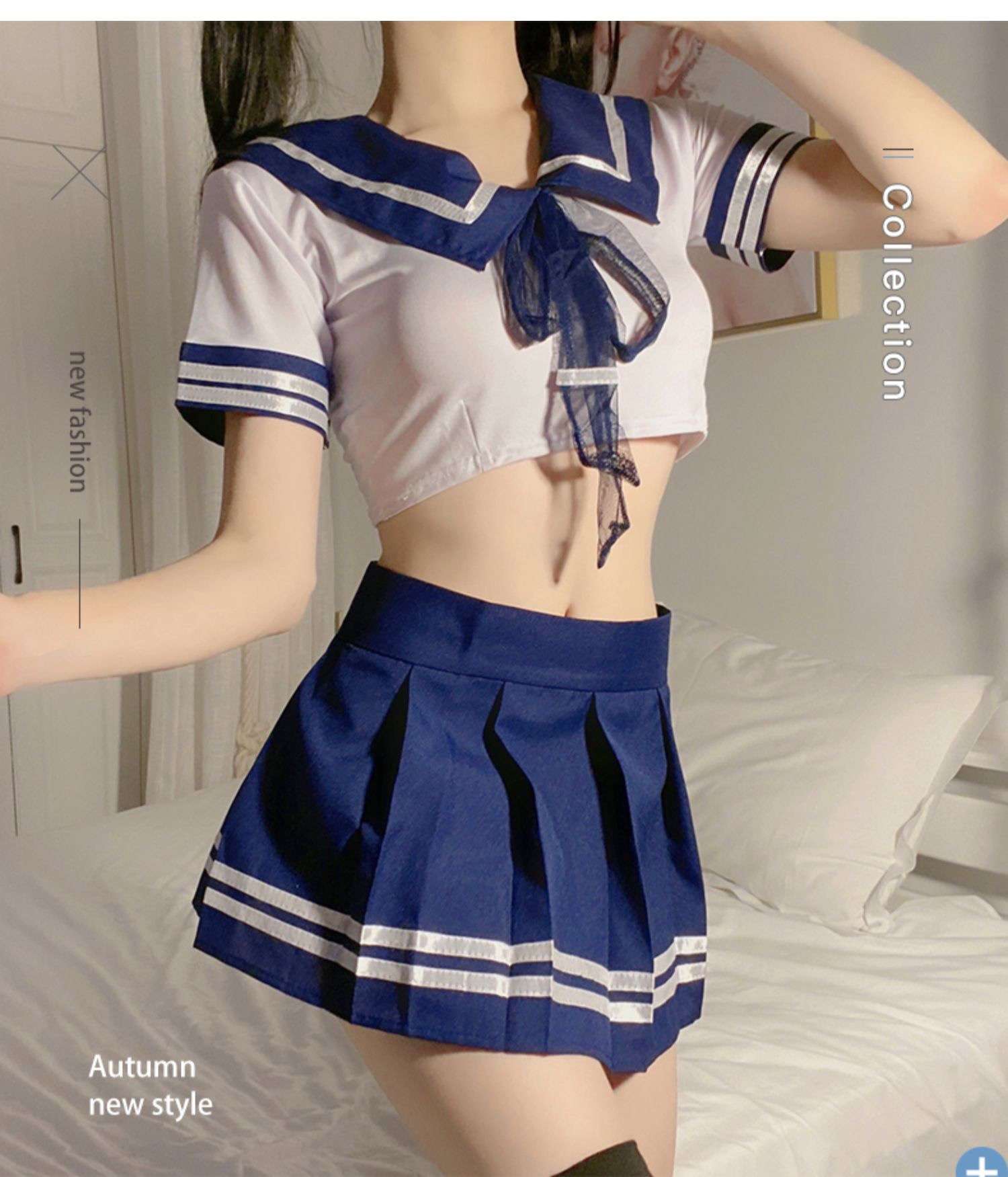 セーラー服 セーラー風制服 紺×白 ツーピースセット