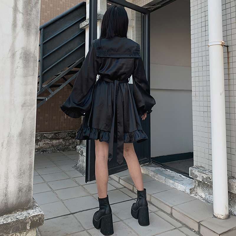 セーラー服 ゴシックロリータ風 フリルセーラーワンピース