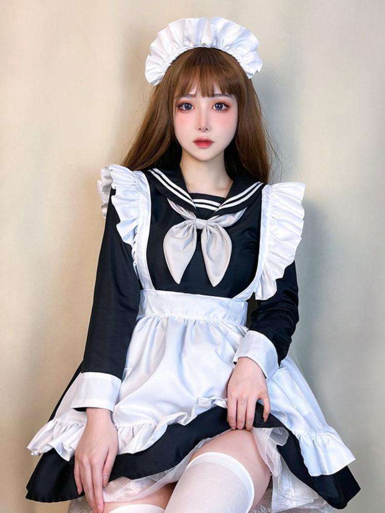 セーラー服 ゴシック風メイド服 セーラーカラー コスプレ衣装