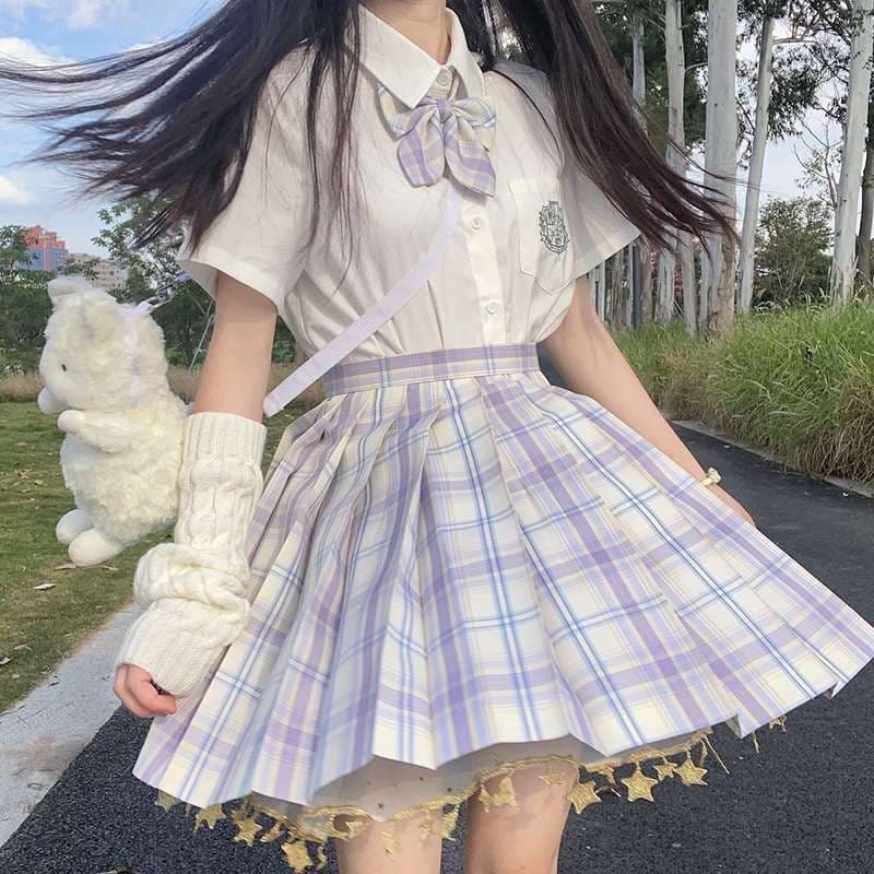 セーラー服 半袖 白シャツ チェック柄 スカート 学生服