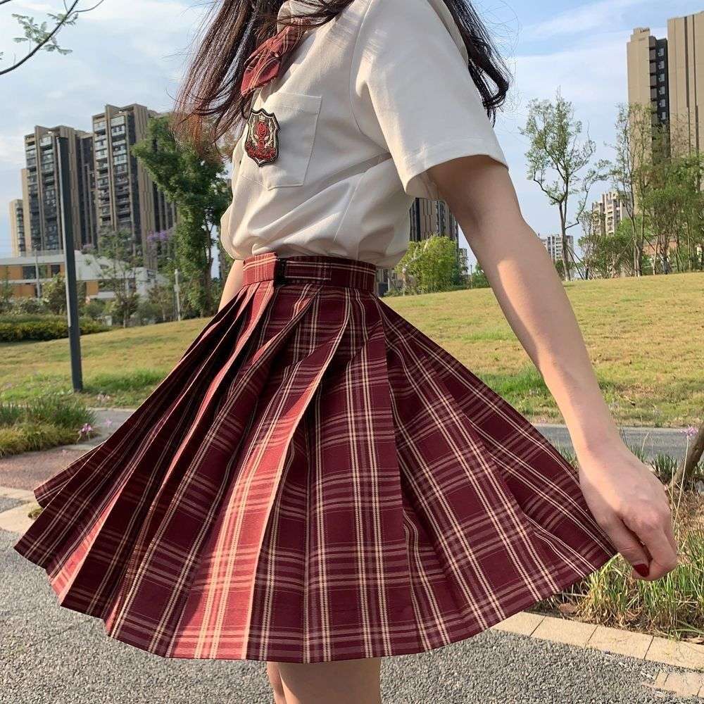 セーラー服 半袖 白シャツ チェック柄 スカート 学生服