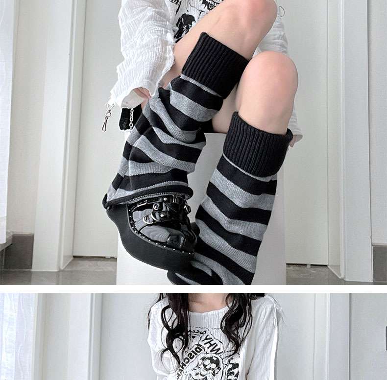 セーラー服 ストライプ柄オーバーニーソックス