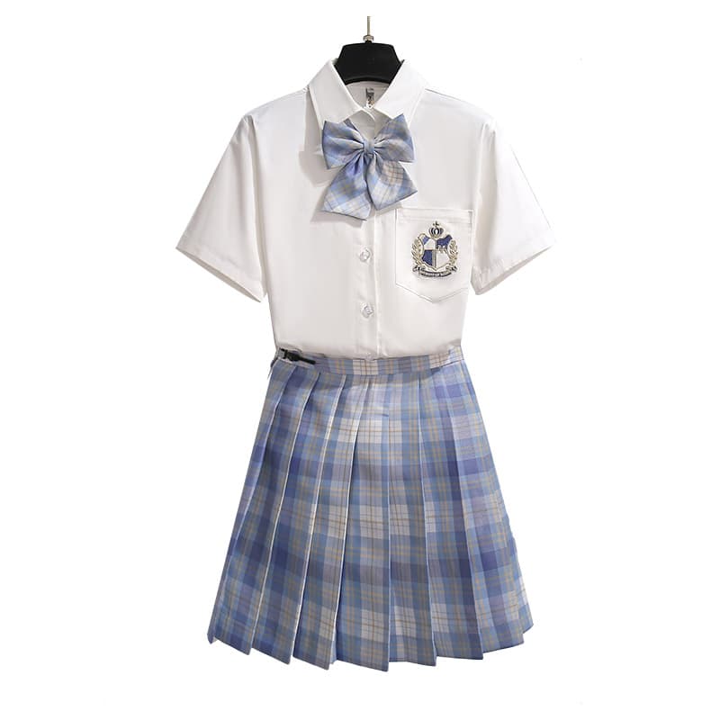 セーラー服 学院風エンブレム付き半袖セーラー風ブラウス