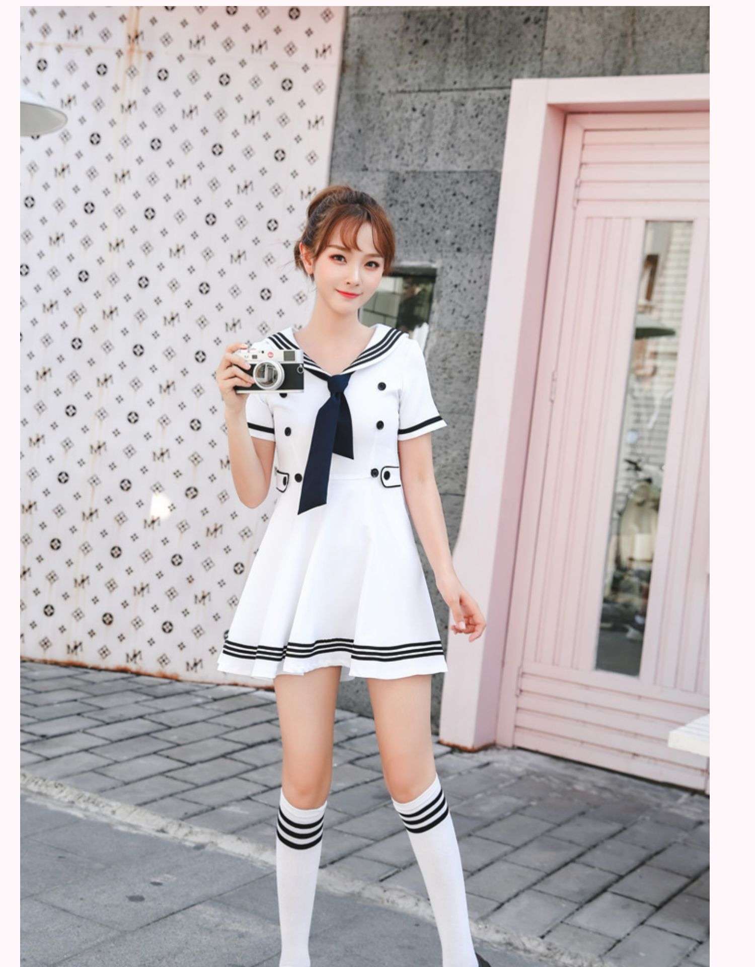 セーラー服 マリンテイスト セーラーカラー フレアワンピース