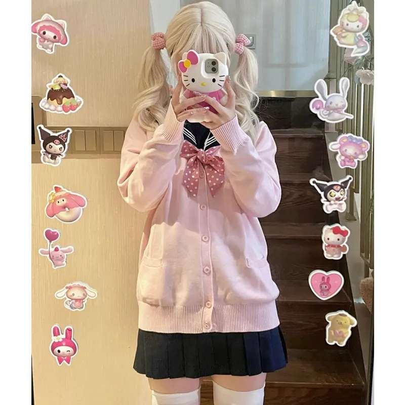 セーラー服 可愛いセーラー襟カーディガン制服セット