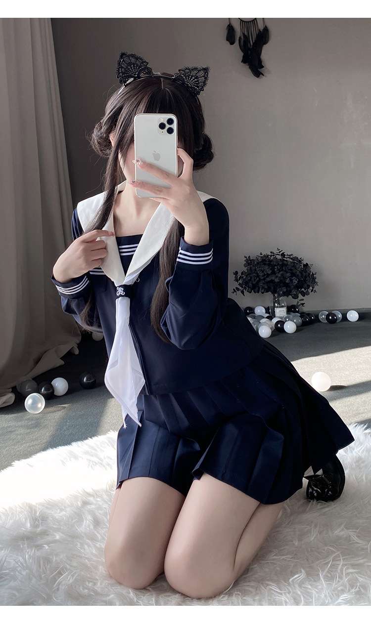 セーラー服 キュートな猫耳付き コスプレ衣装