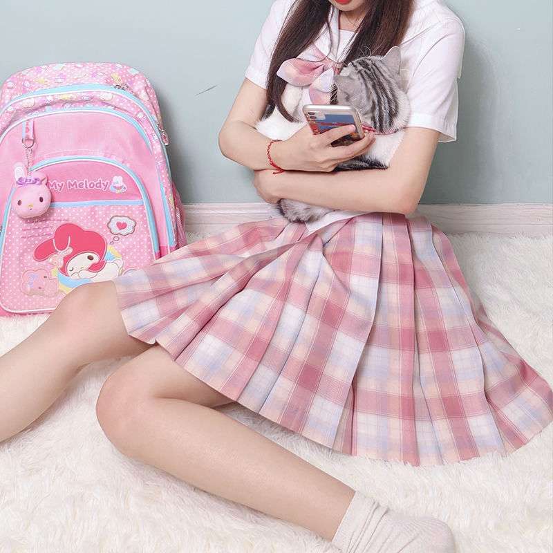 セーラー服 半袖 白シャツ チェック柄 スカート 学生服