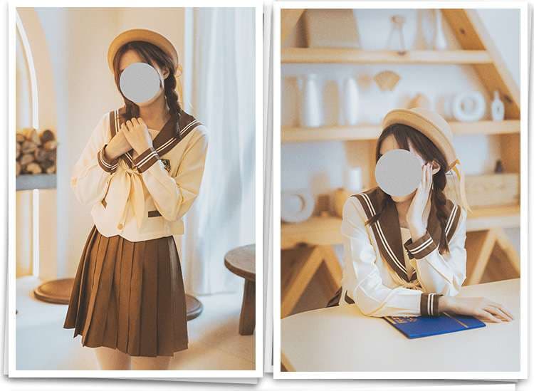 セーラー服 レトロ風デザイン学生 上下セット