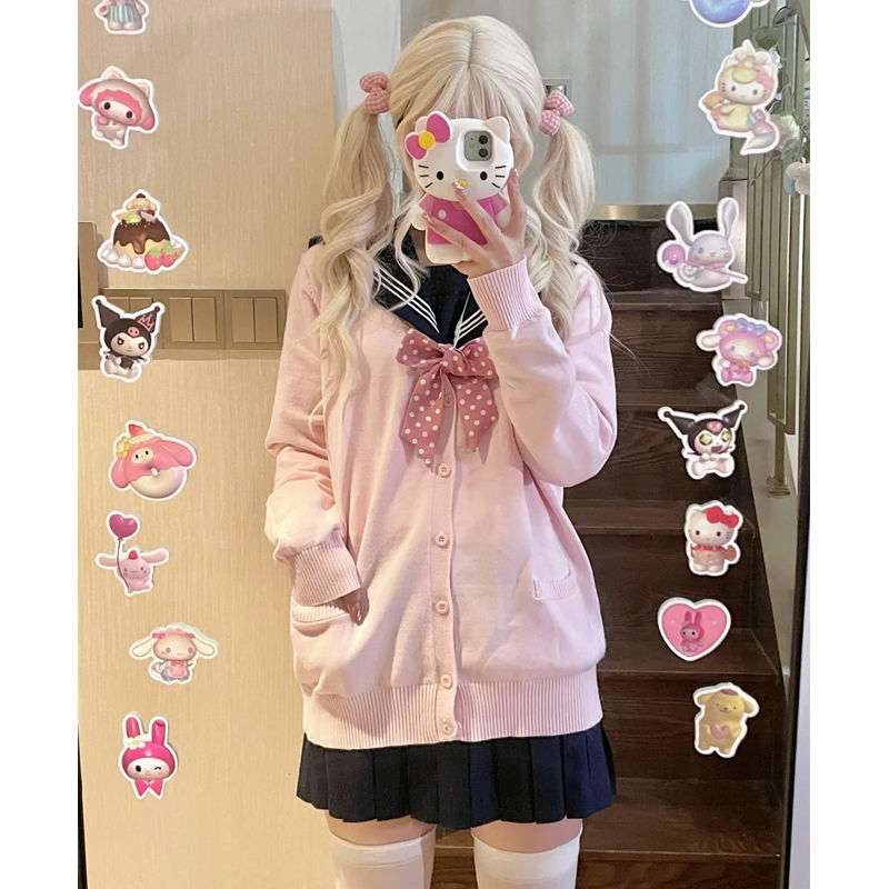 セーラー服 可愛いセーラー襟カーディガン制服セット