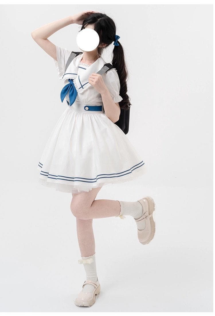 セーラー服 レース縁取り大きめ襟のセーラーブラウス