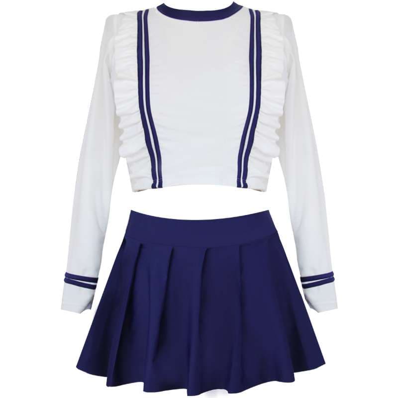 セーラー服 セーラーモチーフ クロップトップ&スカートセット