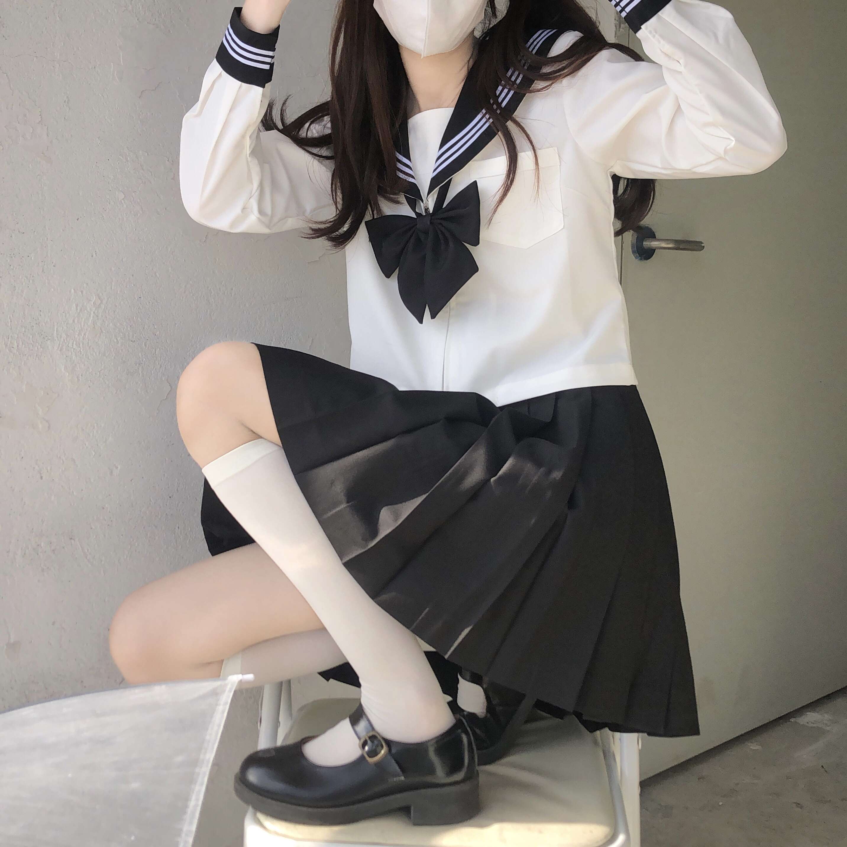 セーラー服 リボン付き 上下セット
