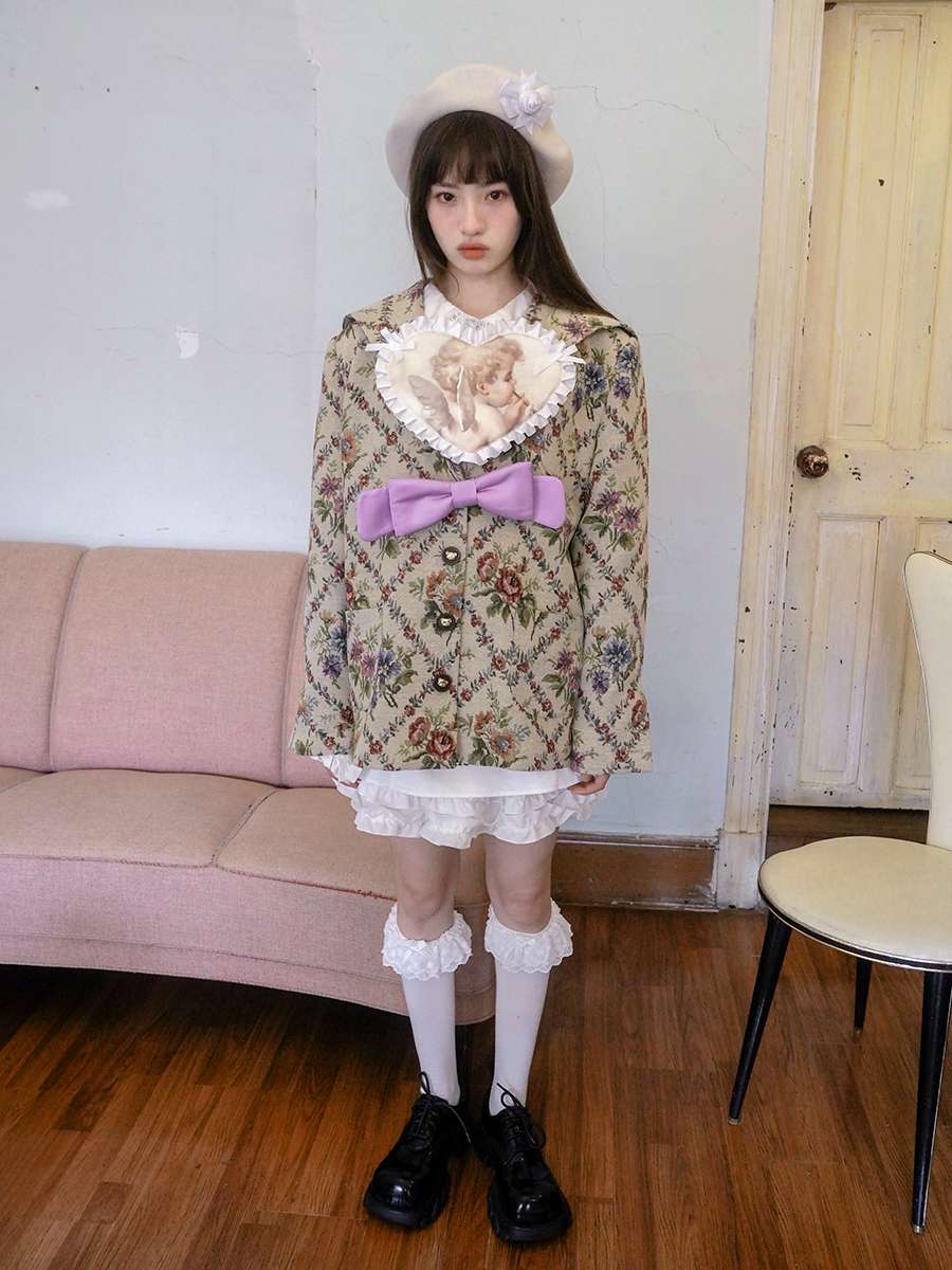 セーラー服 天使のプリントフローラルセーラージャケット