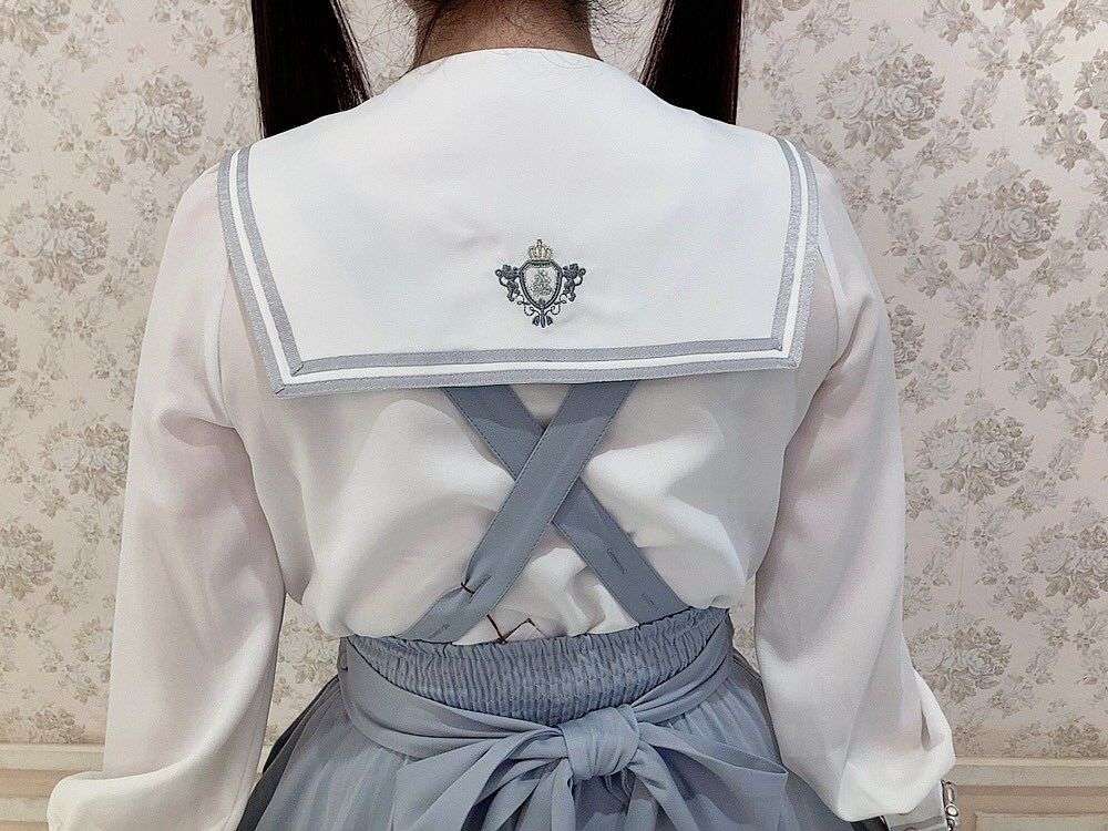 セーラー服 セーラー風リボンブラウス ネイビー&ワインレッド