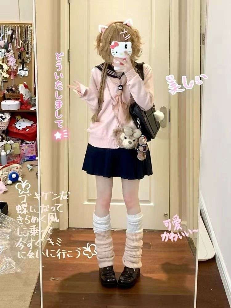 セーラー服 甘め 風カーディガン&スカートセット