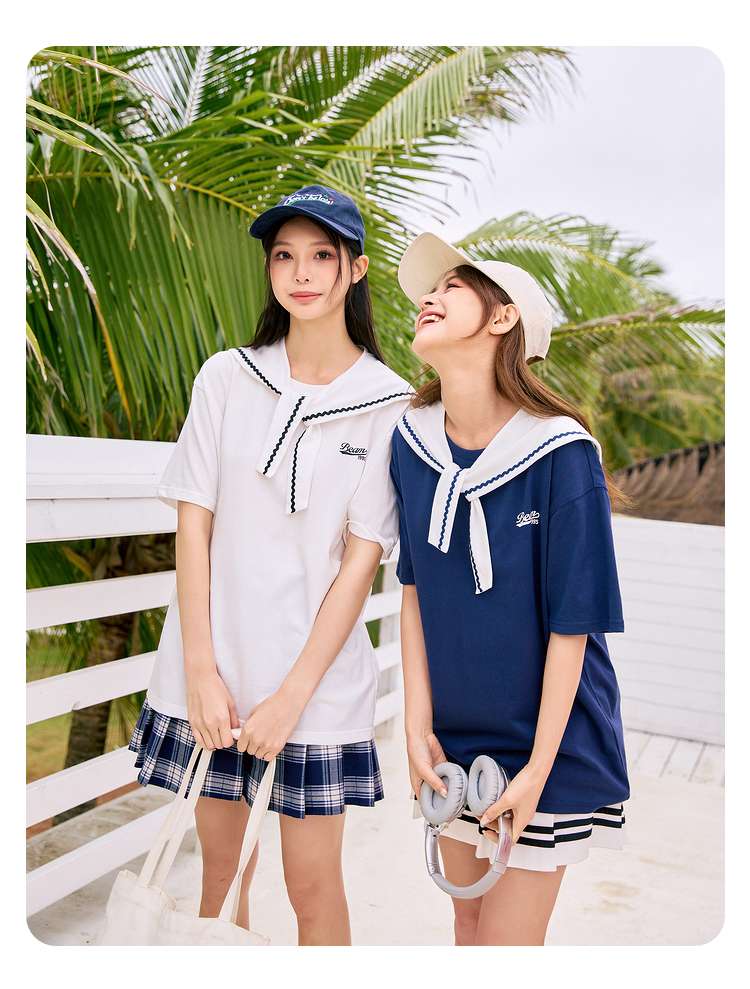 セーラー服 マリンスタイル セーラーカラーTシャツ