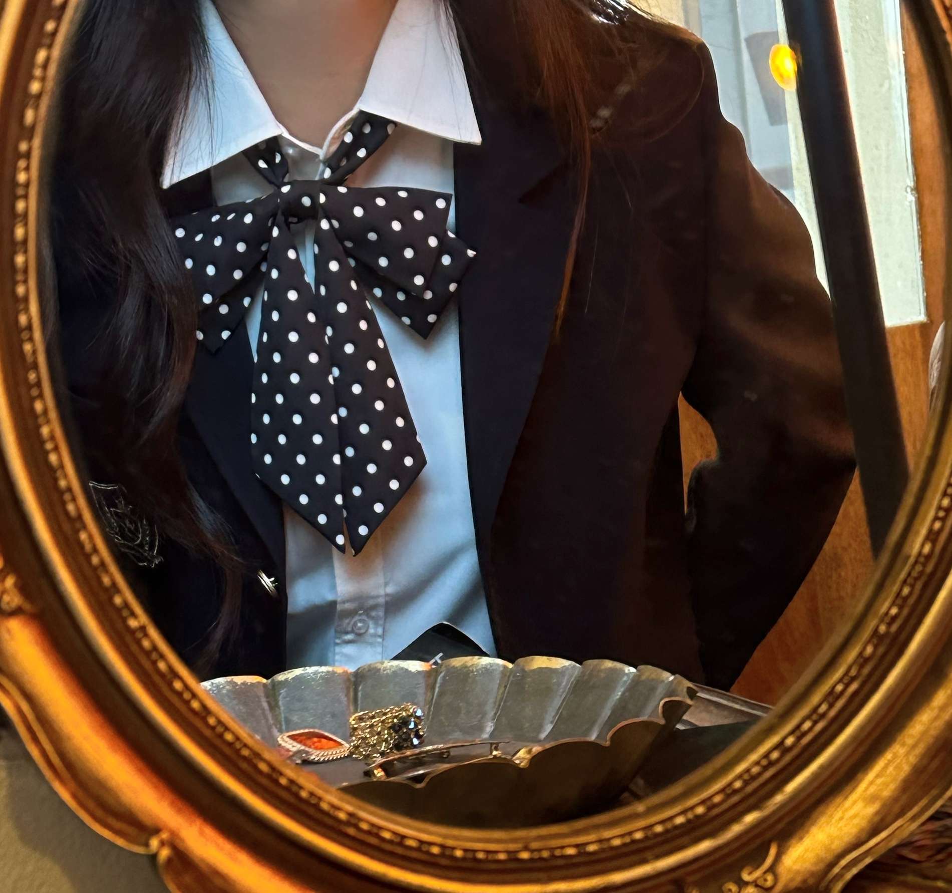 セーラー服 制服風ポルカドットリボンワンピース