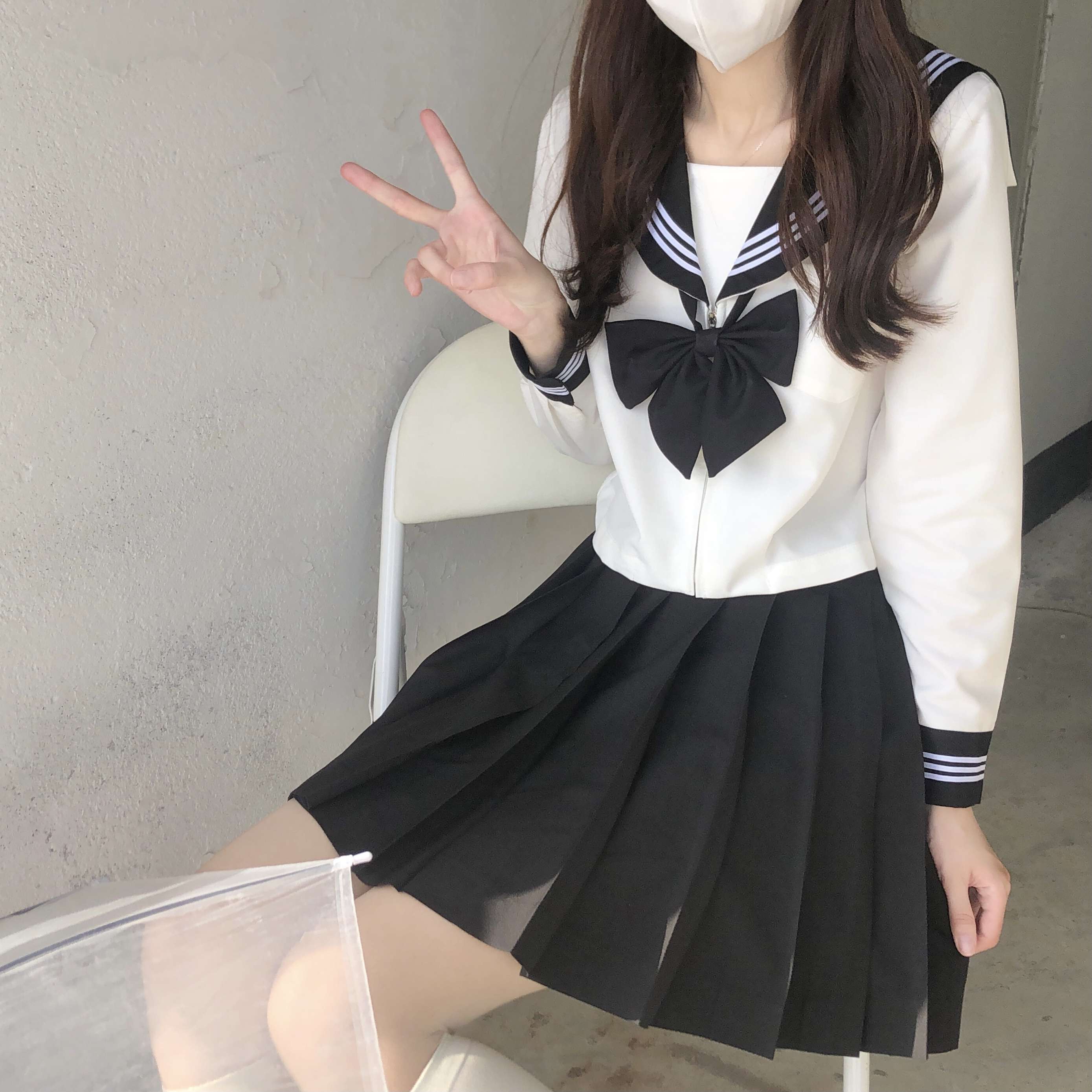セーラー服 リボン付き 上下セット