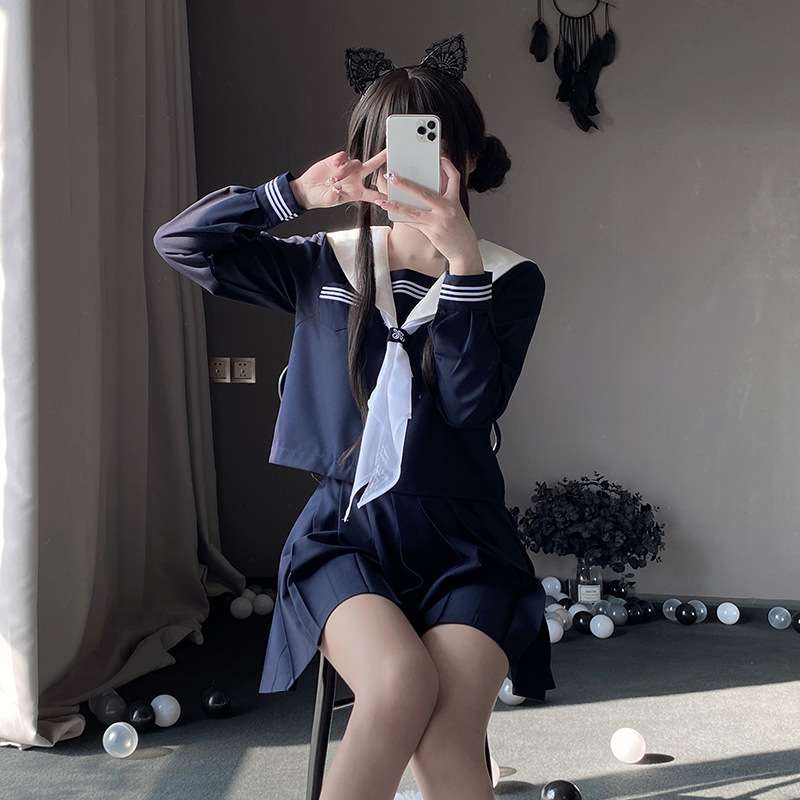 セーラー服 キュートな猫耳付き コスプレ衣装