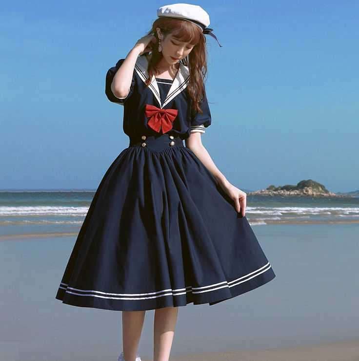 セーラー服 レトロ調セーラーカラーワンピース