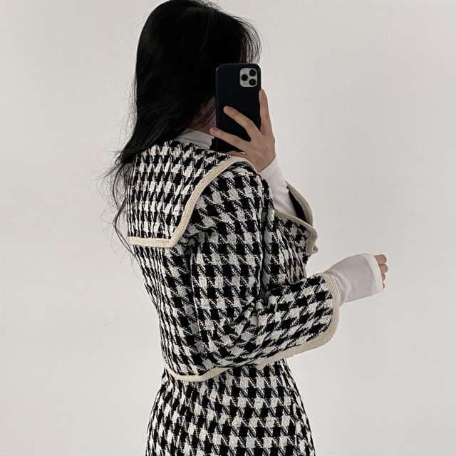 セーラー服 ハウンドトゥース柄セットアップ