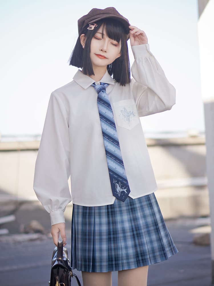 セーラー服 清楚系学園風セーラー襟長袖ブラウス