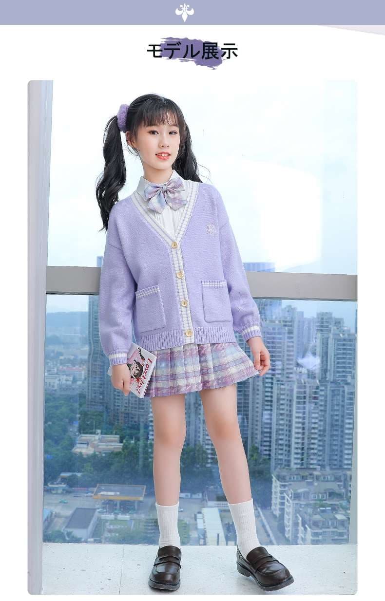 セーラー服 優しげ雰囲気の学生風セーター&プリーツスカートセット