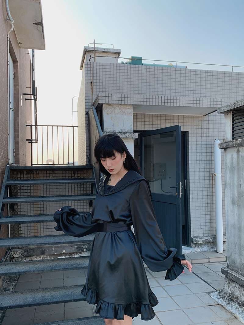 セーラー服 ゴシックロリータ風 フリルセーラーワンピース
