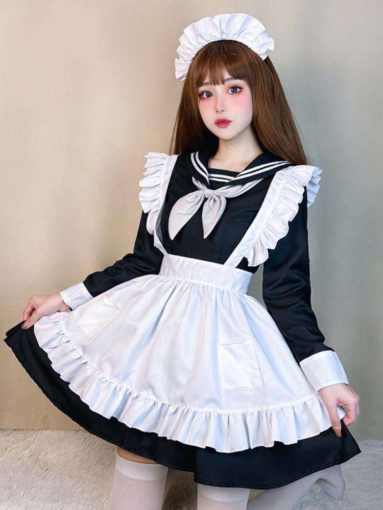 セーラー服 ゴシック風メイド服 セーラーカラー コスプレ衣装