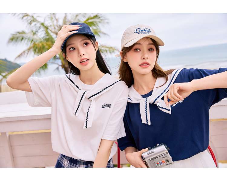 セーラー服 マリンスタイル セーラーカラーTシャツ
