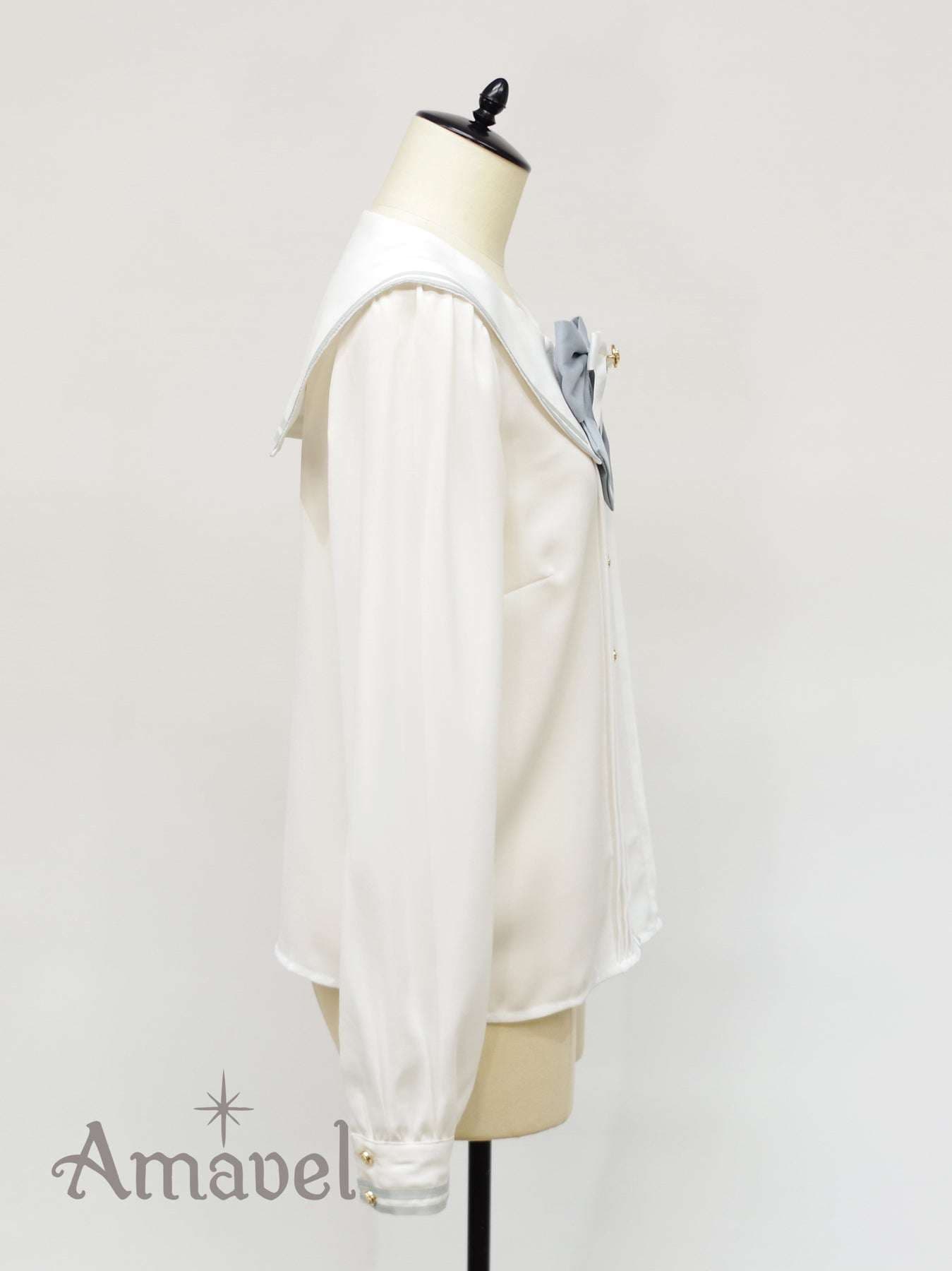 セーラー服 セーラー風リボンブラウス ネイビー&ワインレッド