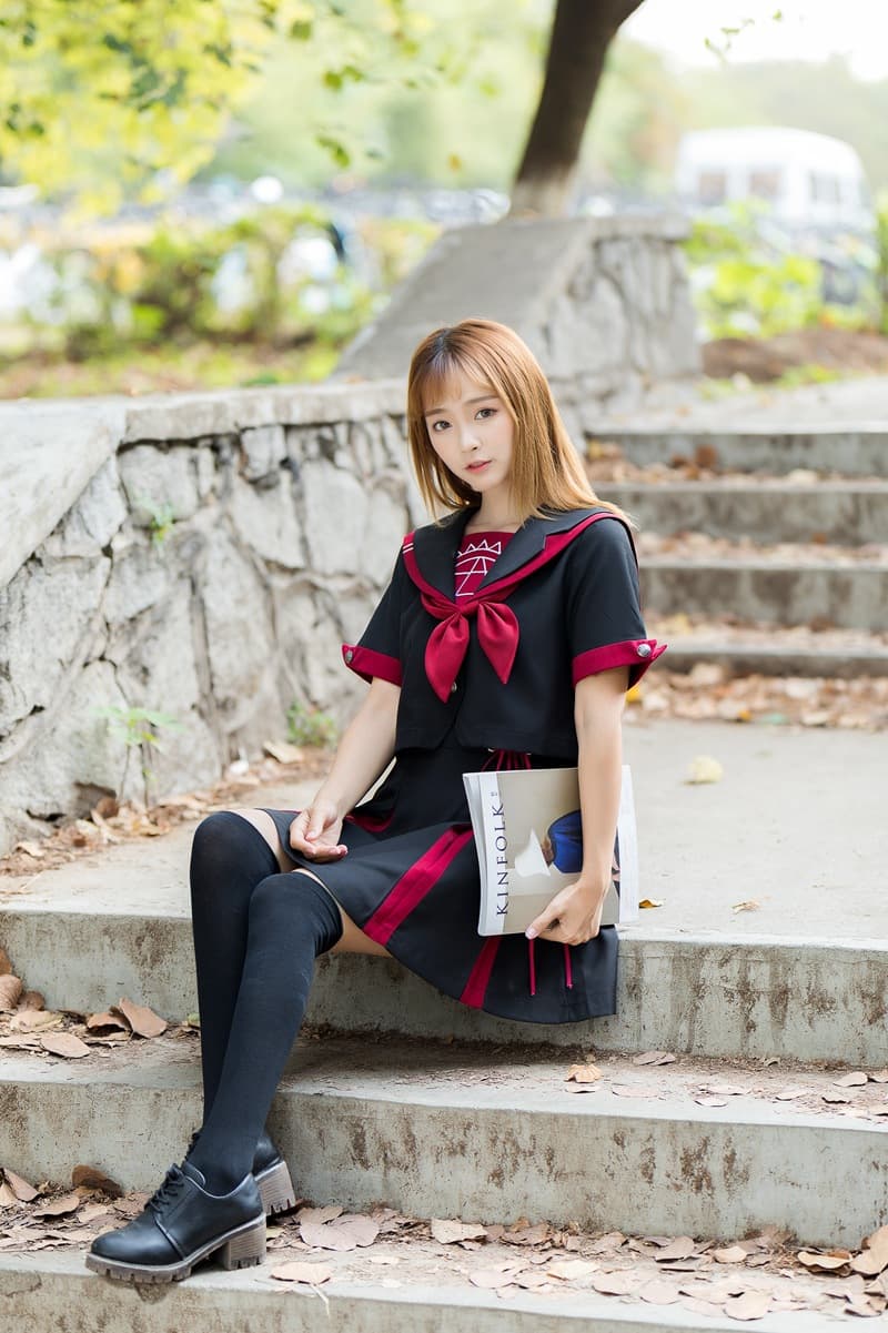 セーラー服 リボン飾り 涼やか半袖セーラートップス