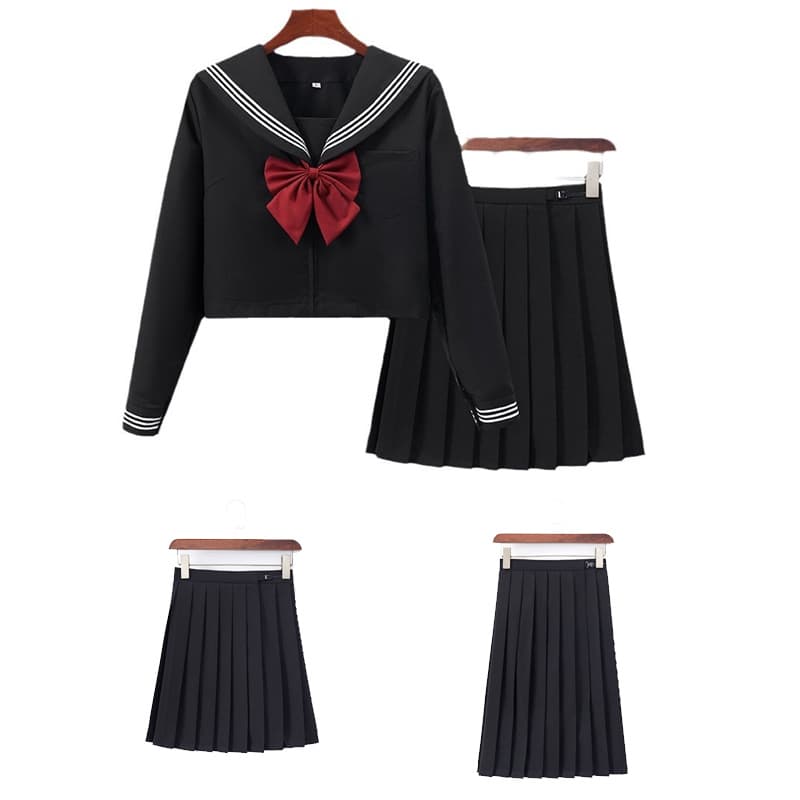 セーラー服 黒色 長袖 学生服 制服風 上下セット