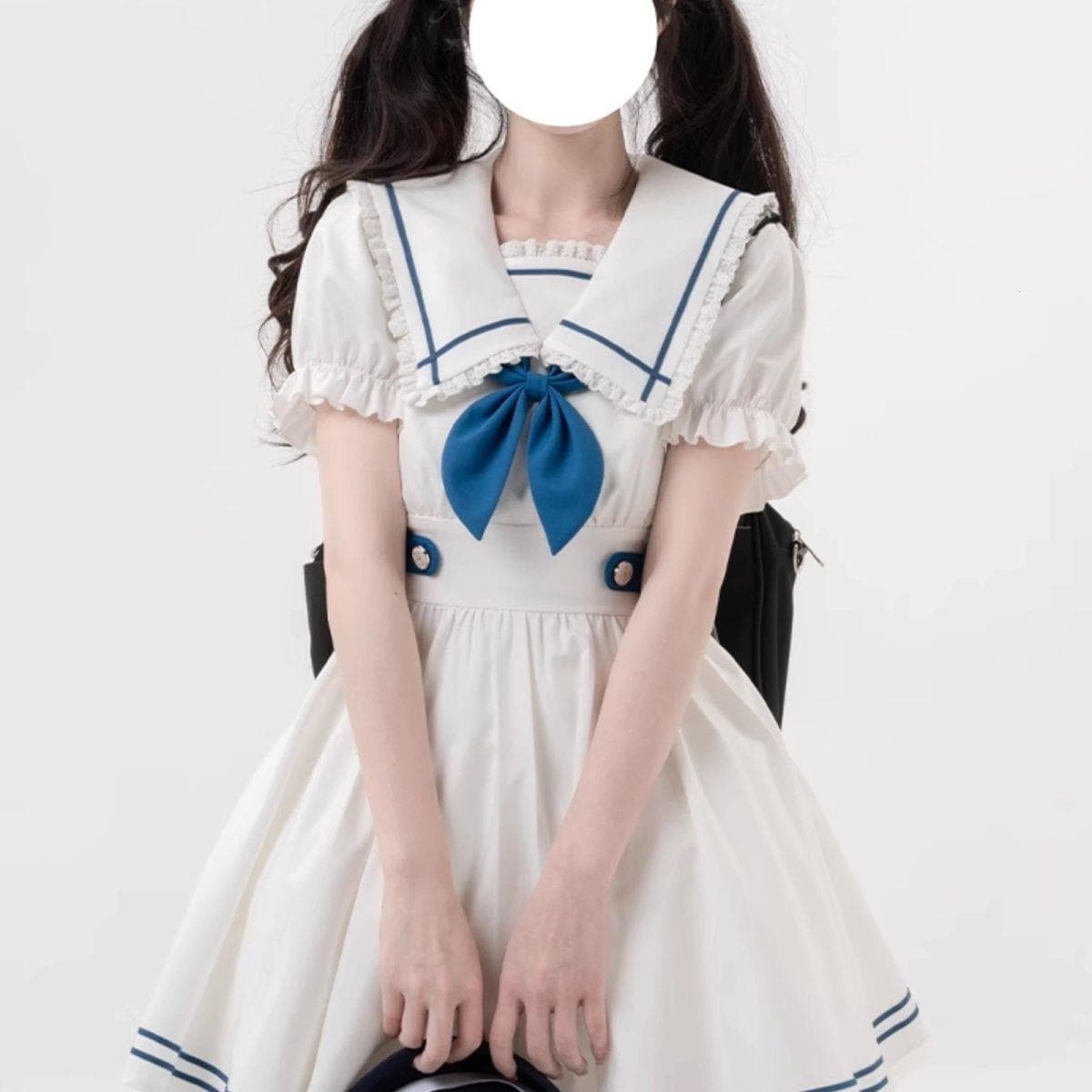セーラー服 レース縁取り大きめ襟のセーラーブラウス