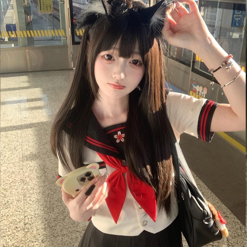 セーラー服 桜モチーフ 長袖セーラー制服
