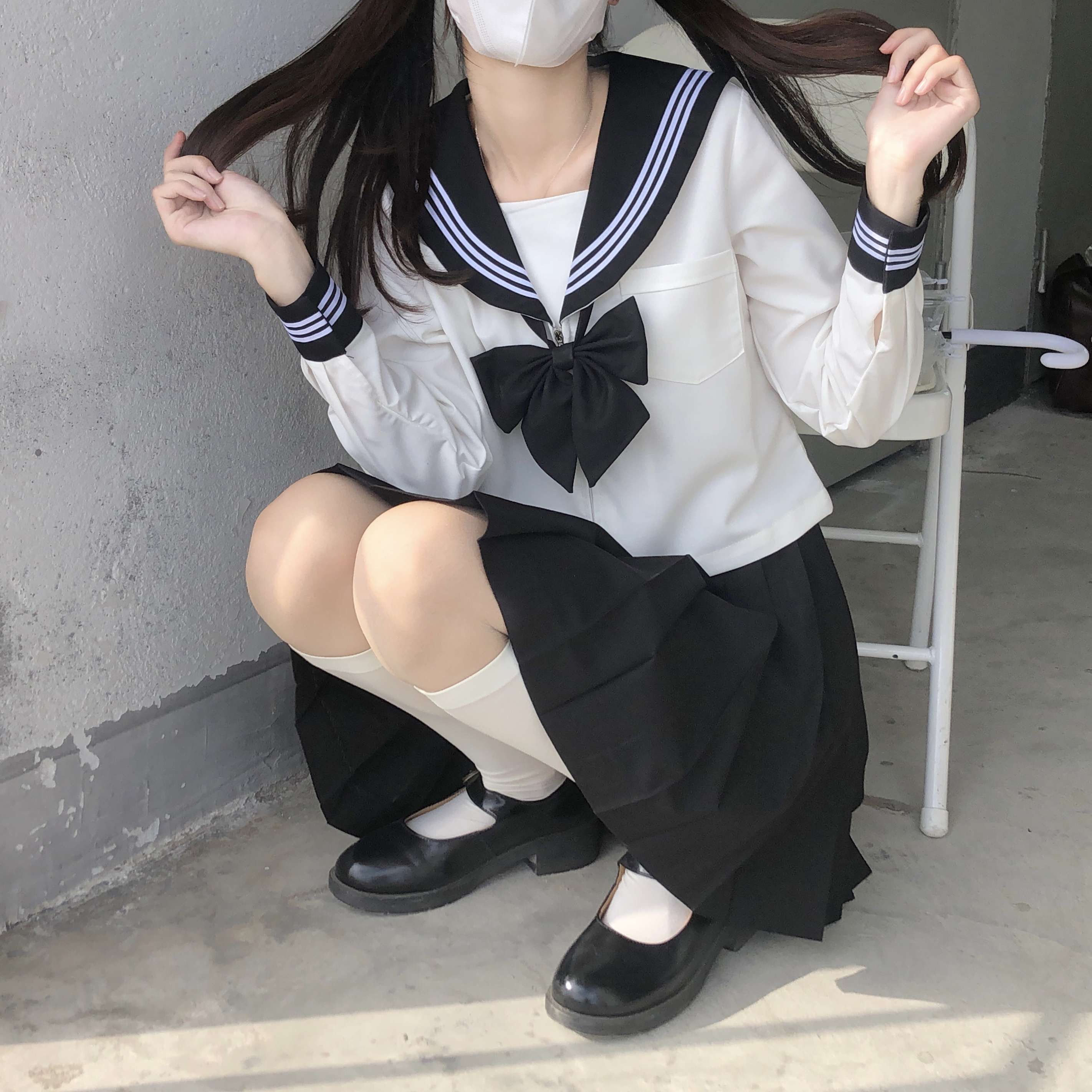 セーラー服 リボン付き 上下セット
