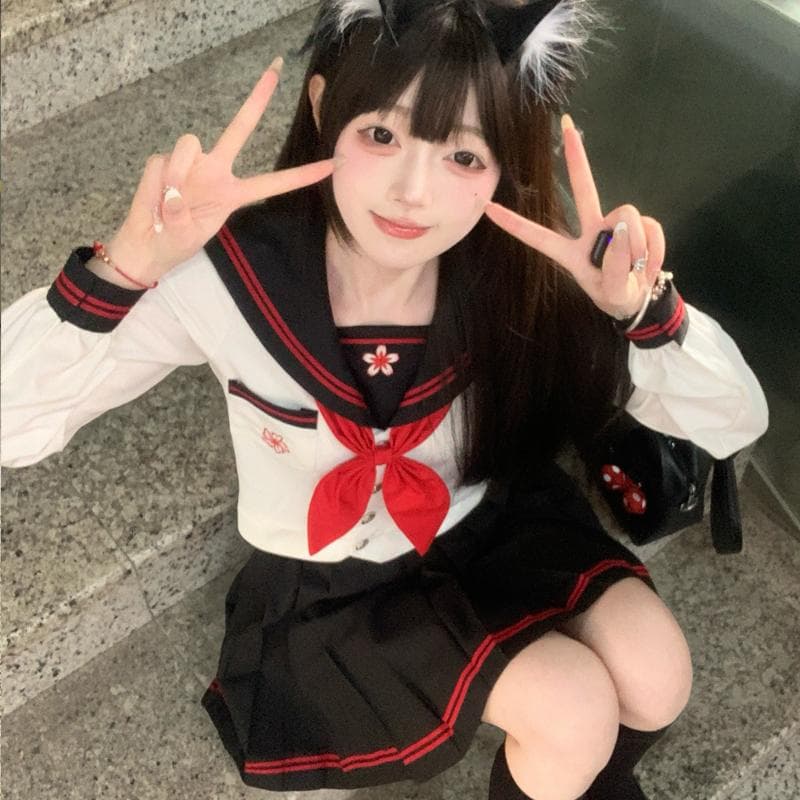 セーラー服 桜モチーフ 長袖セーラー制服