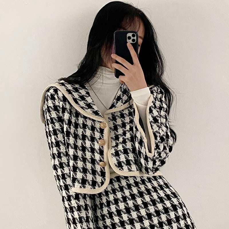 セーラー服 ハウンドトゥース柄セットアップ