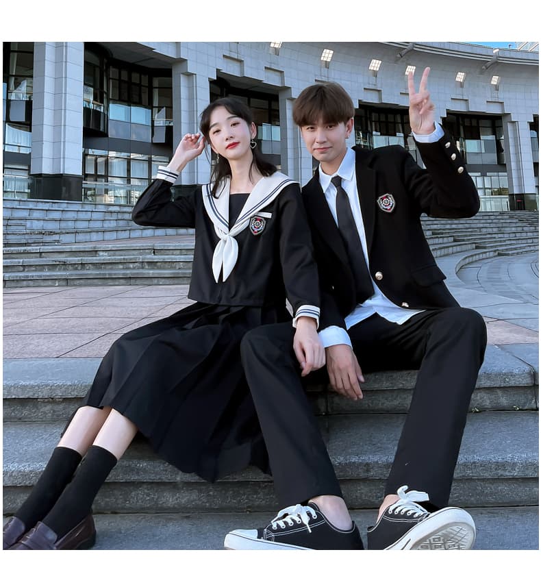 セーラー服 学院風セーラー襟長袖制服トップス