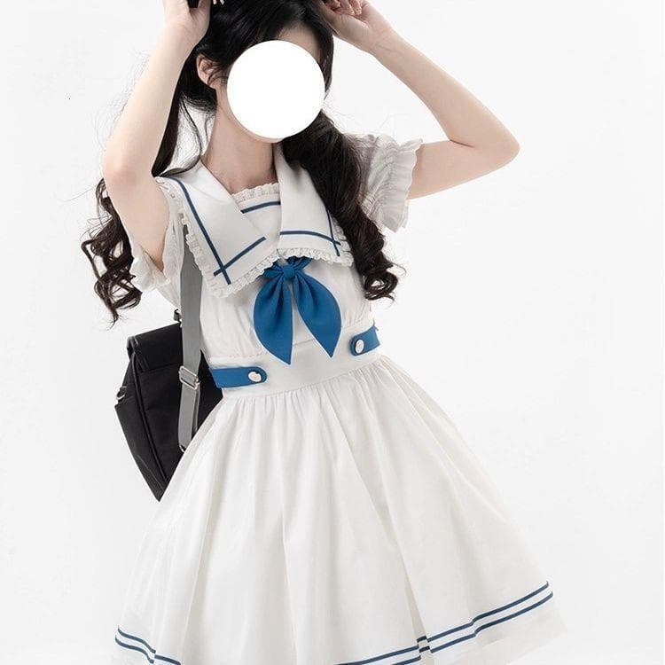 セーラー服 レース縁取り大きめ襟のセーラーブラウス