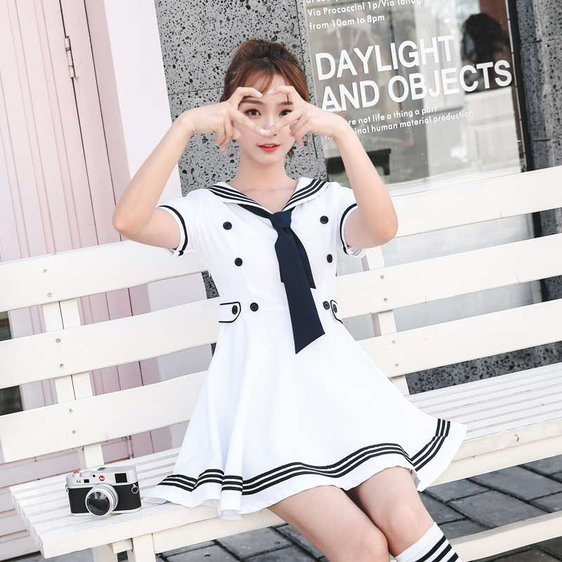 セーラー服 マリンテイスト セーラーカラー フレアワンピース