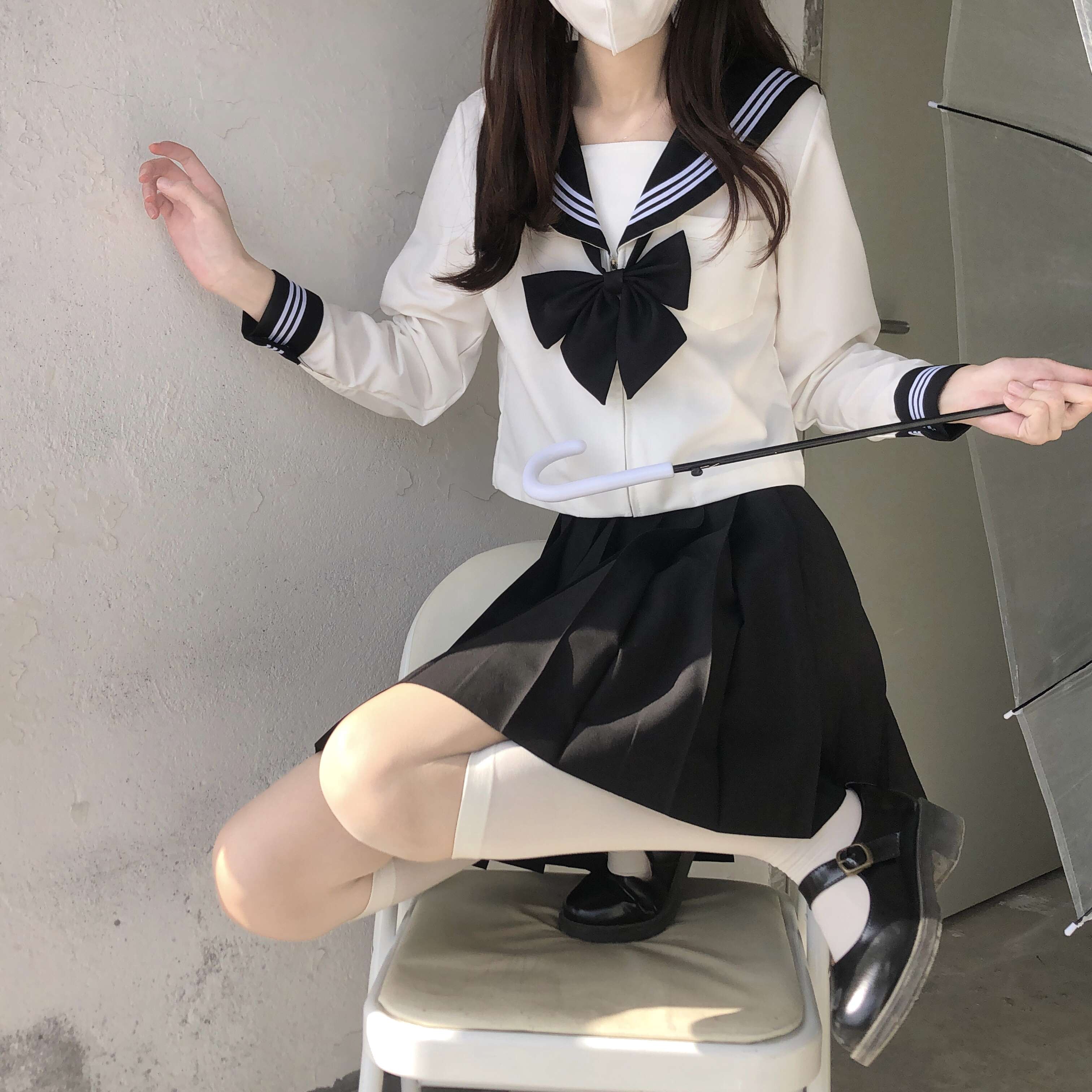 セーラー服 リボン付き 上下セット