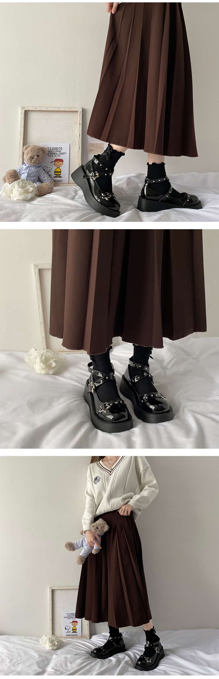 セーラー服 スターバックル付きシューズ