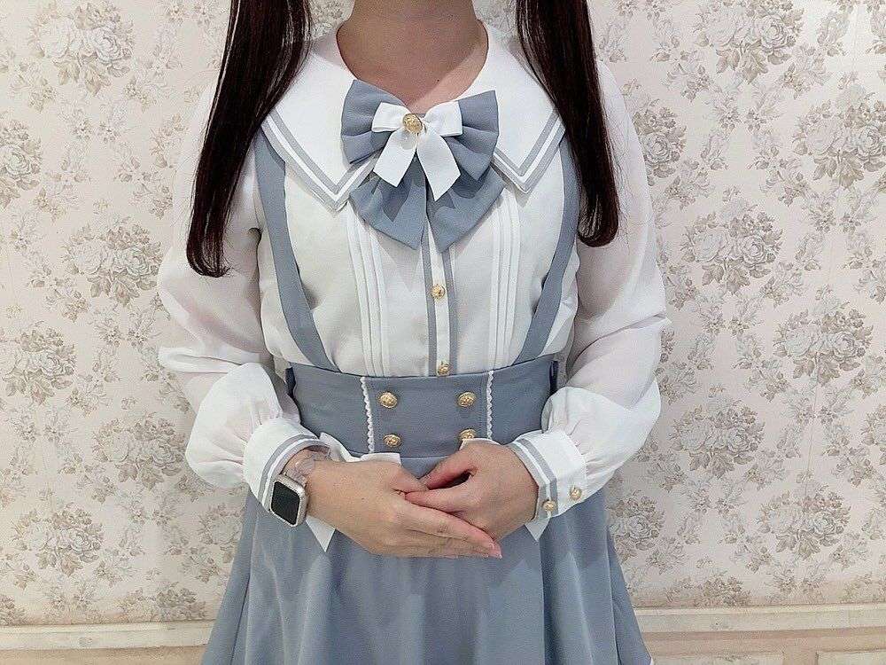 セーラー服 セーラー風リボンブラウス ネイビー&ワインレッド