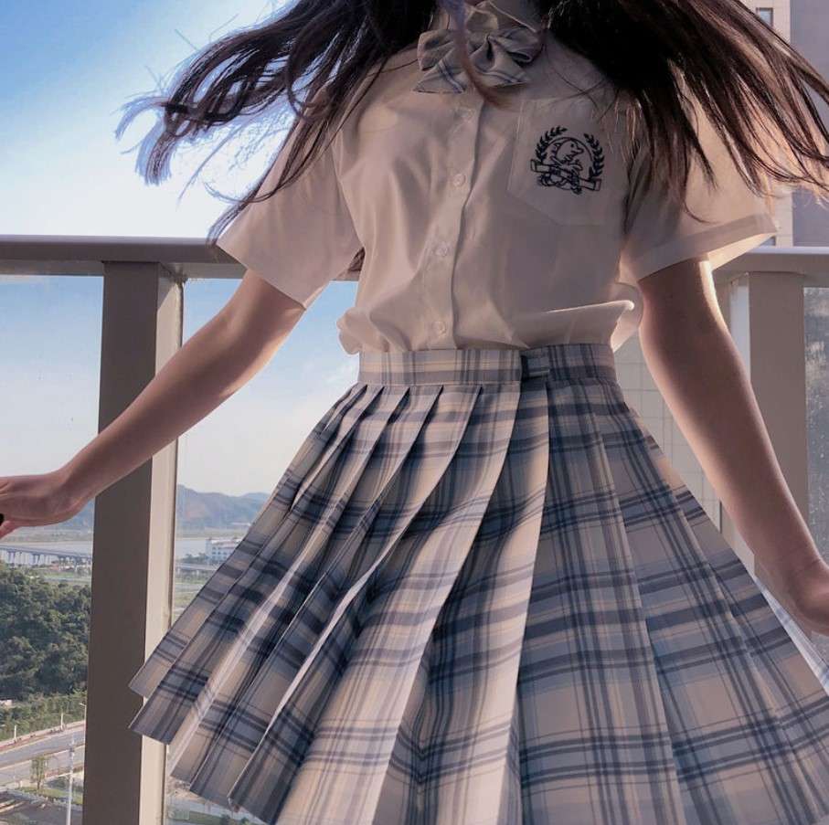 セーラー服 半袖 白シャツ チェック柄 スカート 学生服